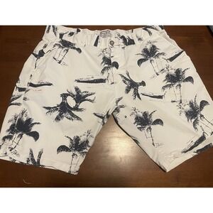 Bespoke Shorts New Men's Golf White Bermuda Short Beach Surfer Sz 40 Palm Tree